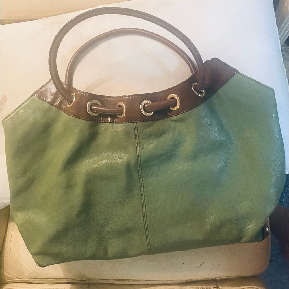 Michael Kors green leather hobo bag